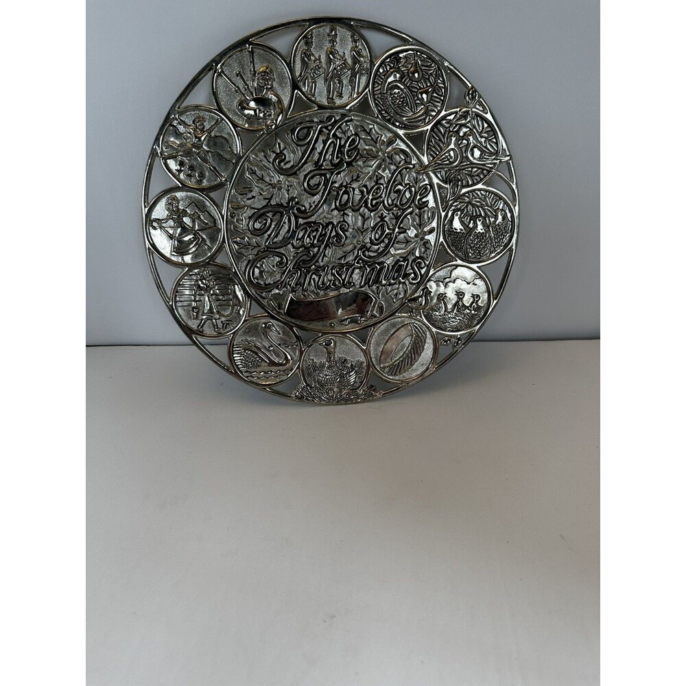 The Twelve (12) Days of Christmas Round Trivet International Silver Silverplate